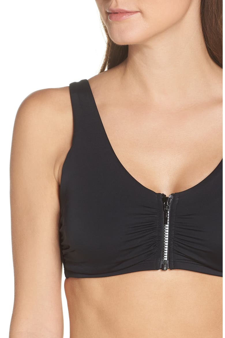 Cocos Pocketed Swim Top, Alternate, color, BLACK