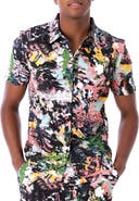 Dai Moda Frenzy Short Sleeve Button Up Shirt