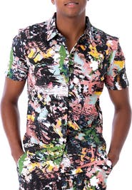 Dai Moda Frenzy Short Sleeve Button Up Shirt