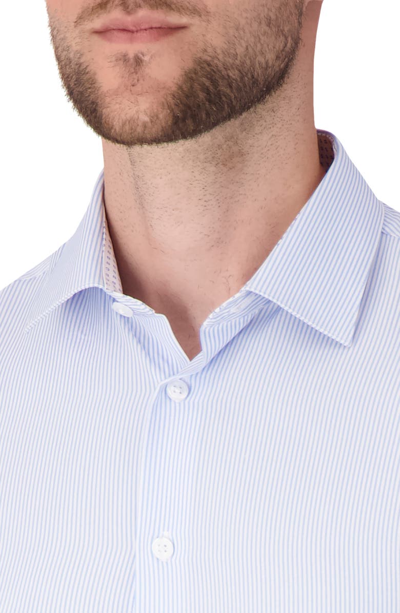Report Collection Stripe Print Slim Fit Stretch Dress Shirt, Alternate, color, Light Blue