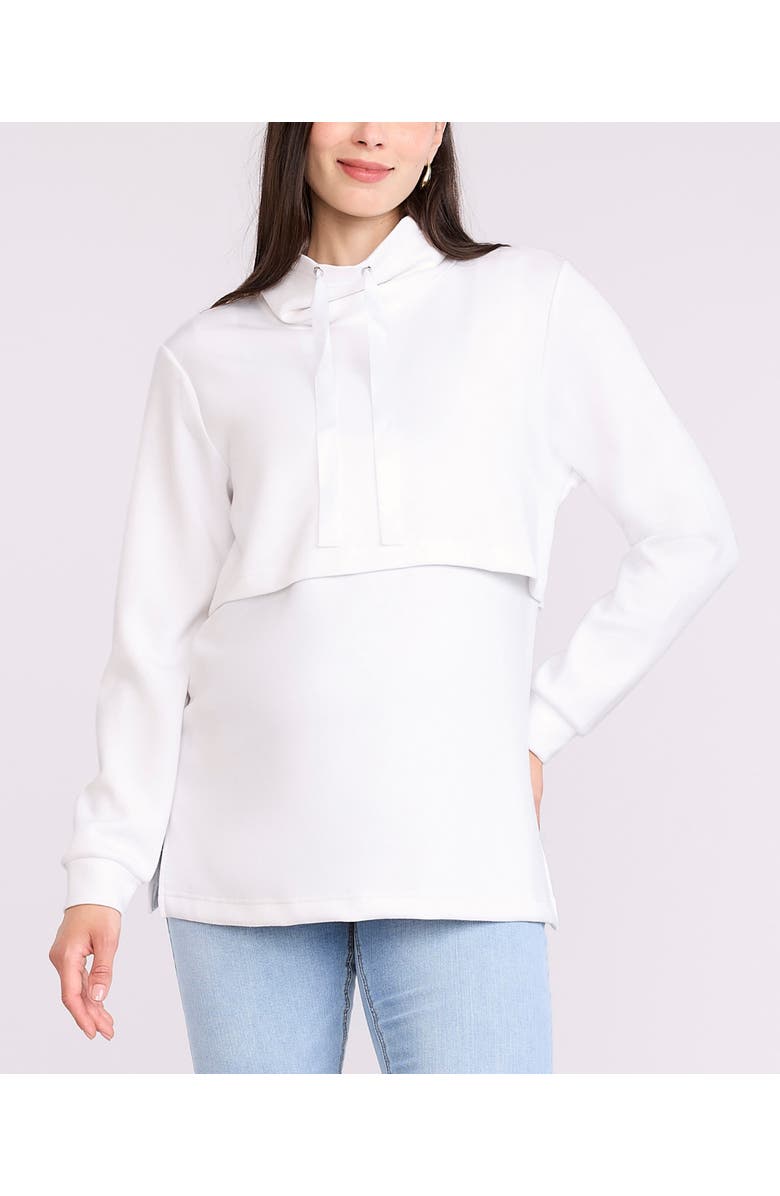 MOTHERHOOD MATERNITY Funnel Neck Pullover Nursing Sweatshirt, Main, color, White