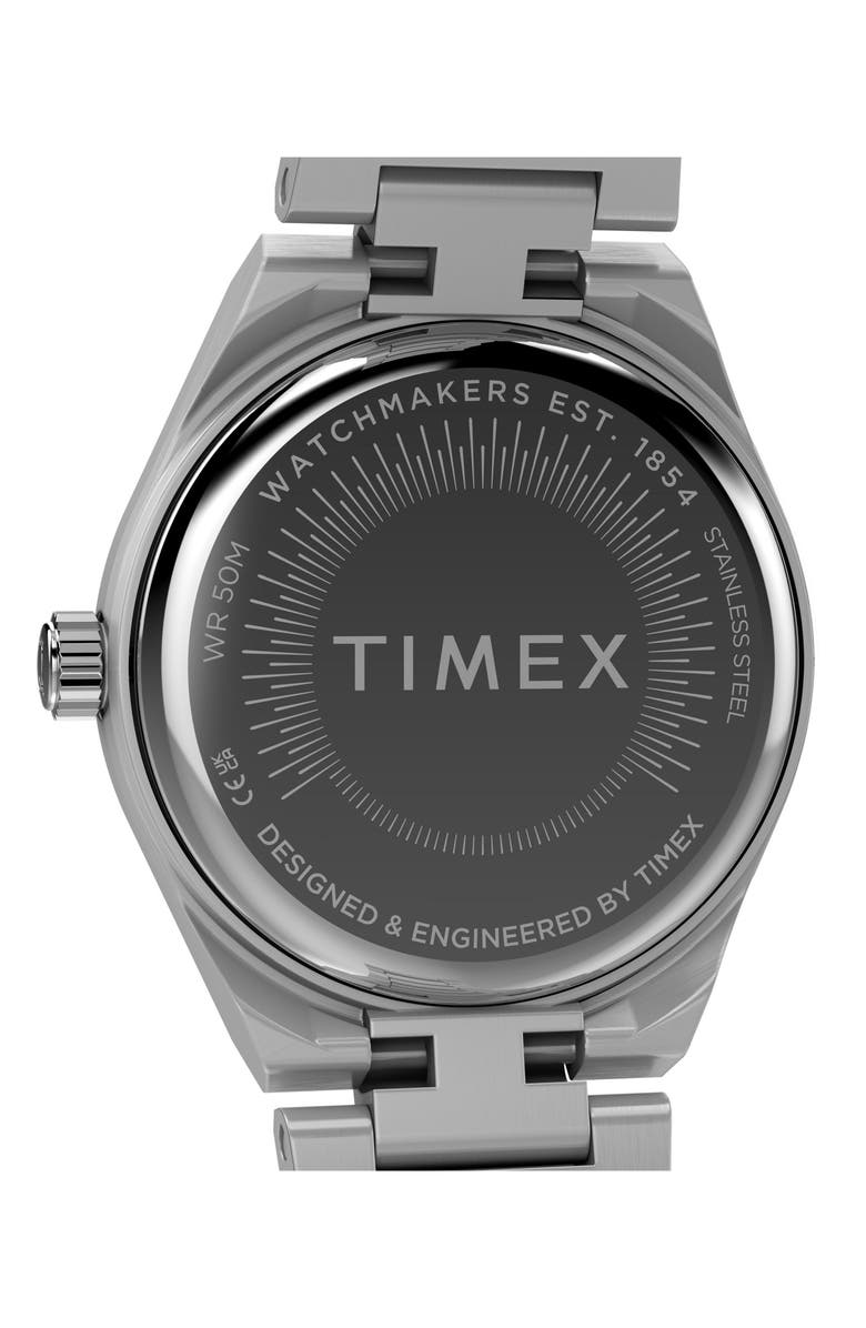 Timex<sup>®</sup> Q Timex<sup>®</sup> Continental Mini 24mm Stainless Steel Bracelet Watch, Alternate, color, Silver-Tone/ White