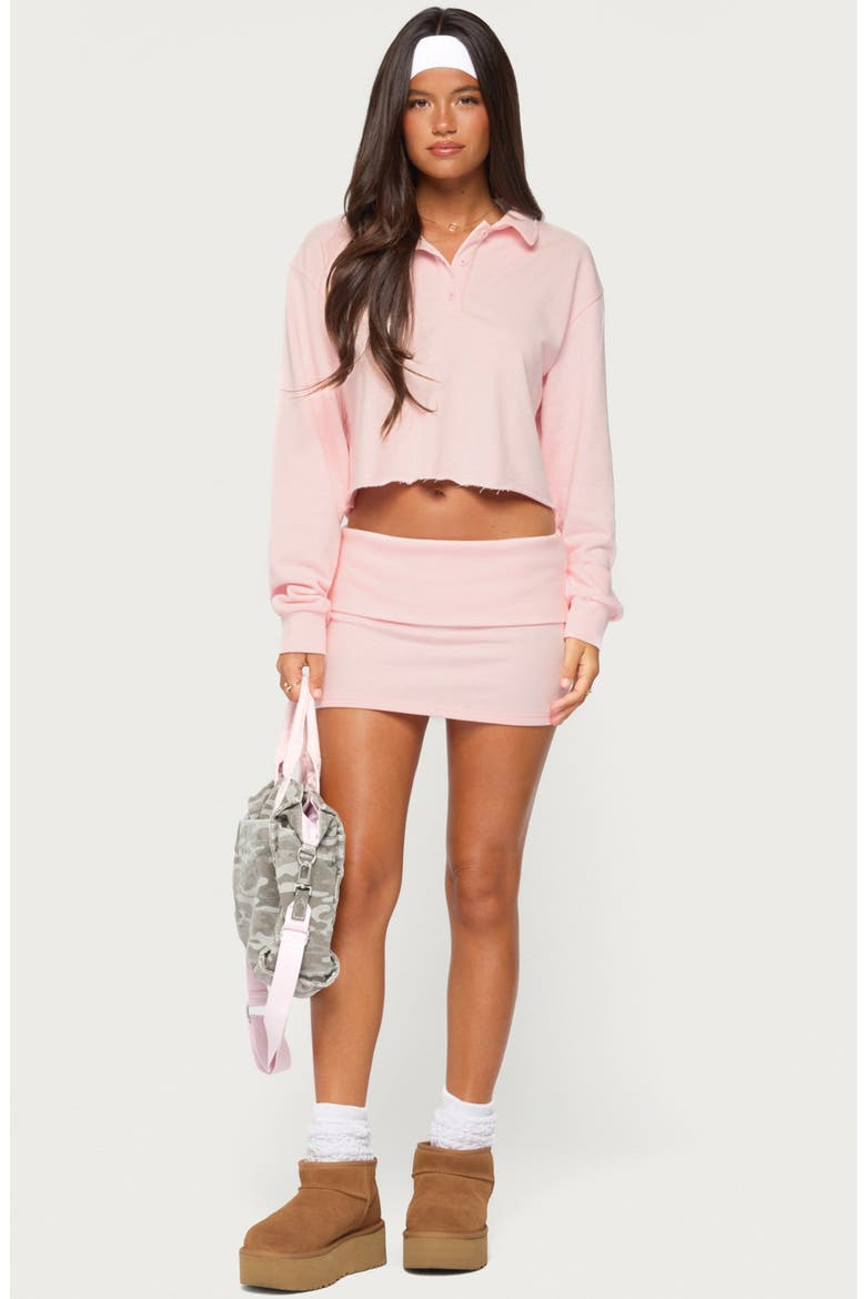 Cello Foldover Miniskirt, Alternate, color, LIGHT-PINK