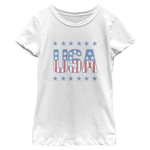 Girls' Usa Athletic Stars Graphic Short Sleeve T-shirt