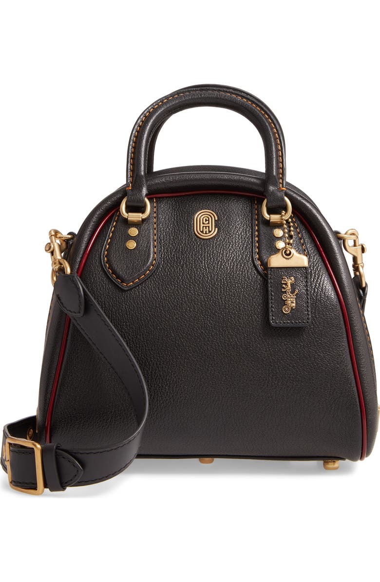 COACH Marleigh Goatskin Leather Dome Satchel, Main, color,