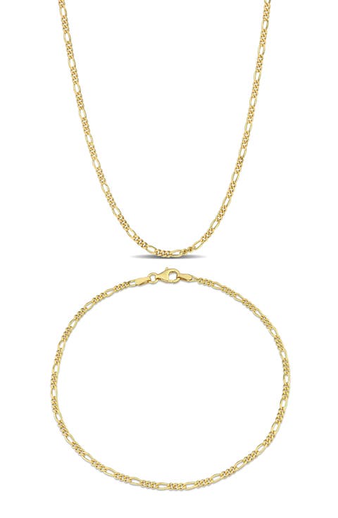 Men's 2.2mm Figaro Link Chain Necklace & Bracelet Set