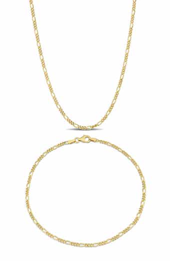 DELMAR Men's 2.2mm Figaro Link Chain Necklace & Bracelet Set