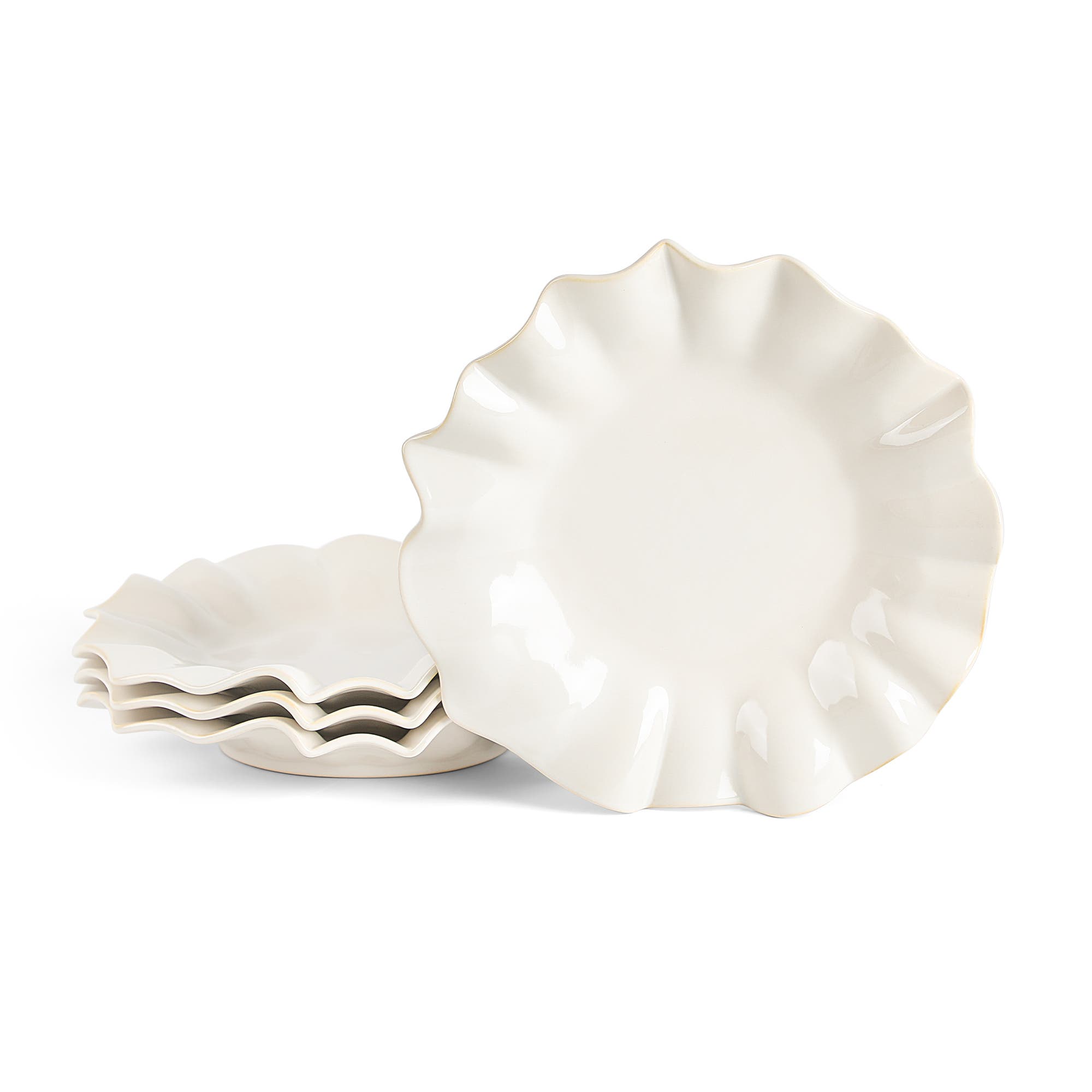 Marchesa Lotus Stoneware Dinner Plate Set Of 4 In White