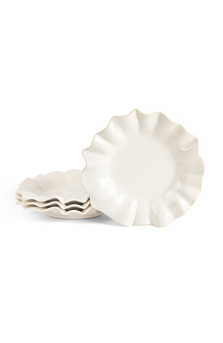 Marchesa Lotus Stoneware Dinner Plate Set of 4, Main, color, White