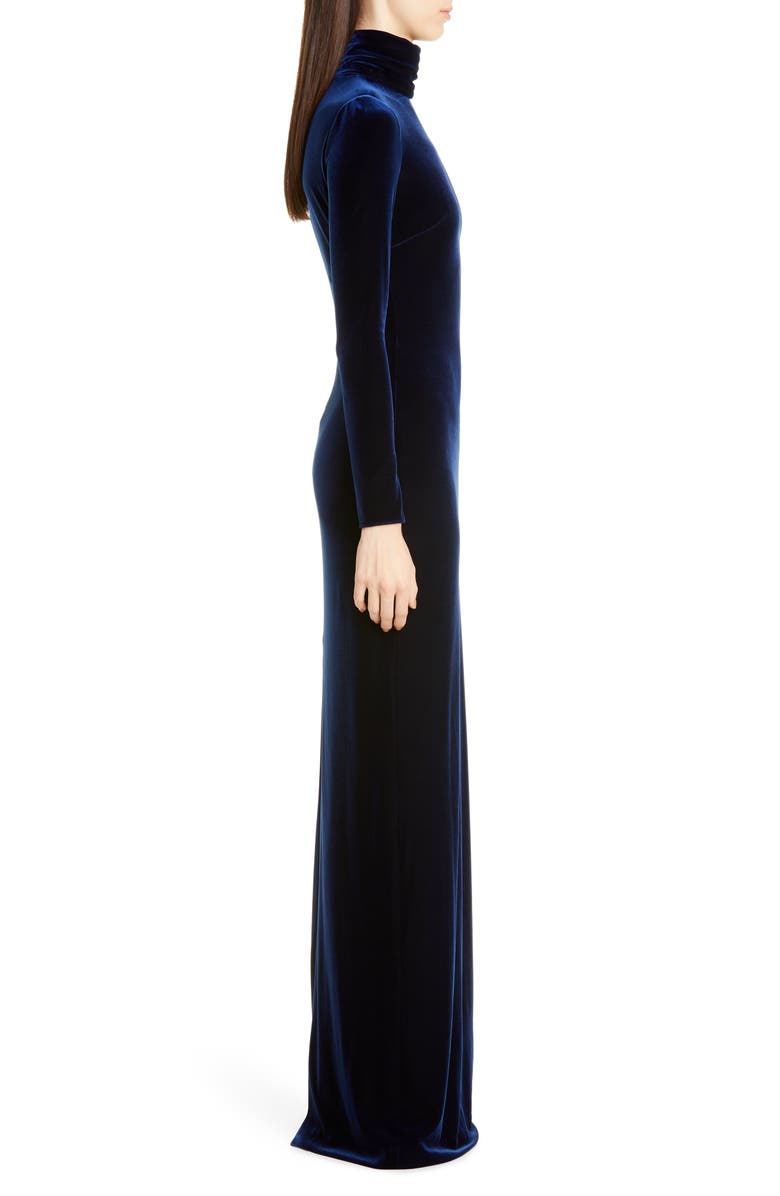 Badgley Mischka Collection Badgley Mischka Long Sleeve Velvet Gown, Alternate, color, 
