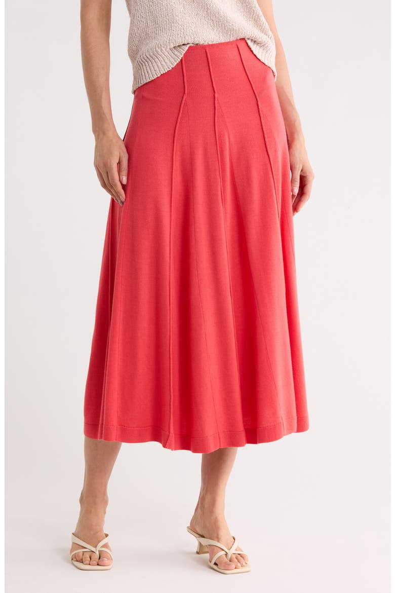 Merino Wool Pull-On Skirt, Main, color, VIBRANT CORAL