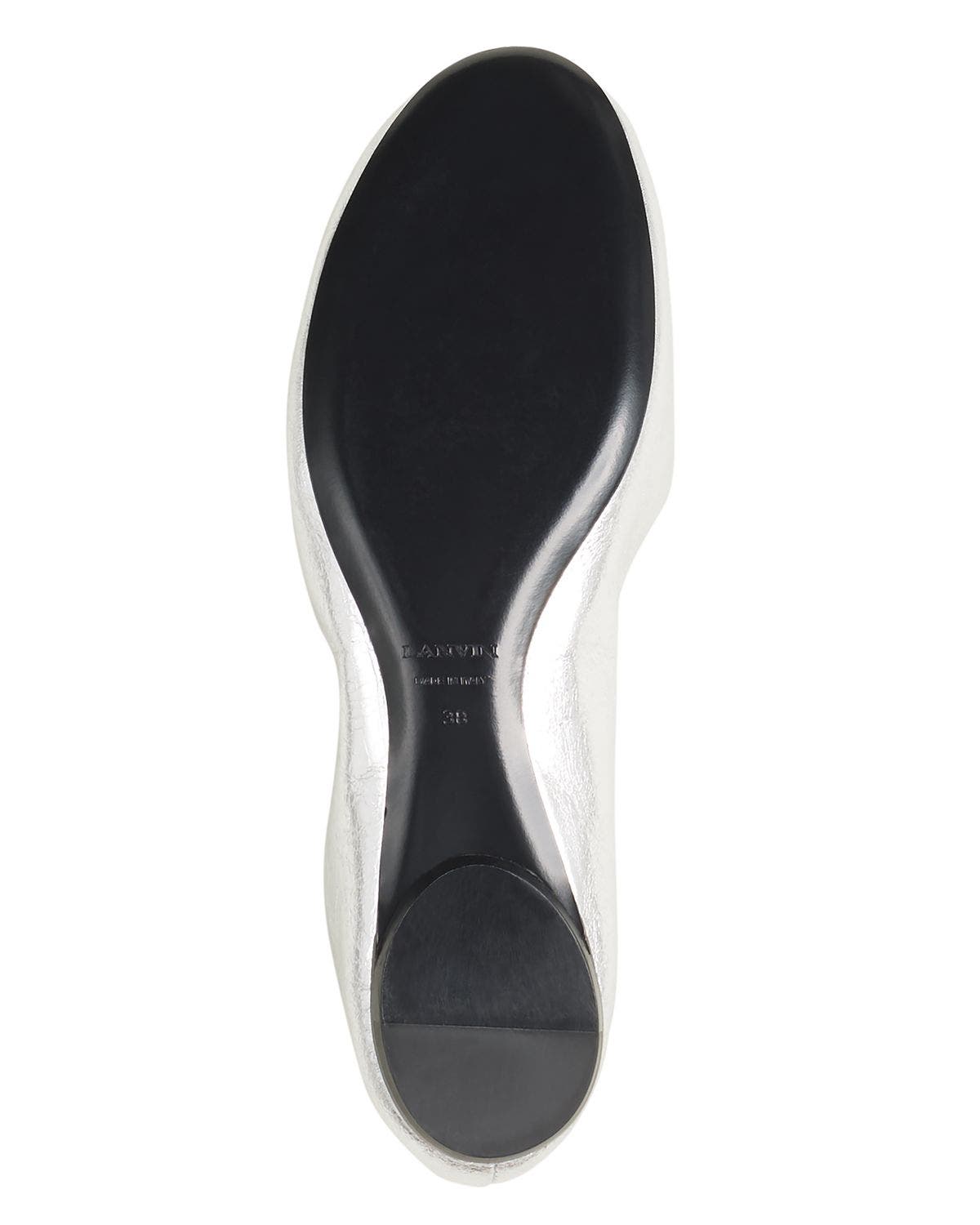 Lanvin The Metallic Leather Ballerina Flat, Alternate, color, Silver