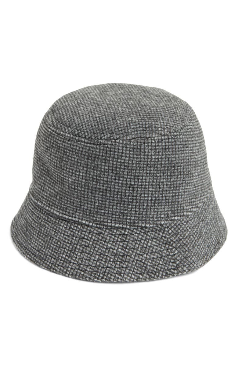 Steve Madden Reversible Brushed Check PU Bucket Hat, Main, color,