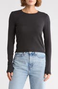 rag & bone Essie Long Sleeve Ribbed Crop T-Shirt