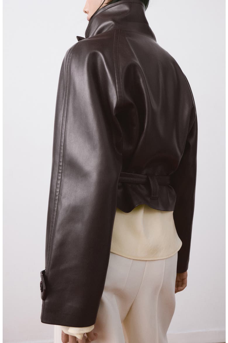 Faux Leather Belted Jacket, Alternate, color, MAROON