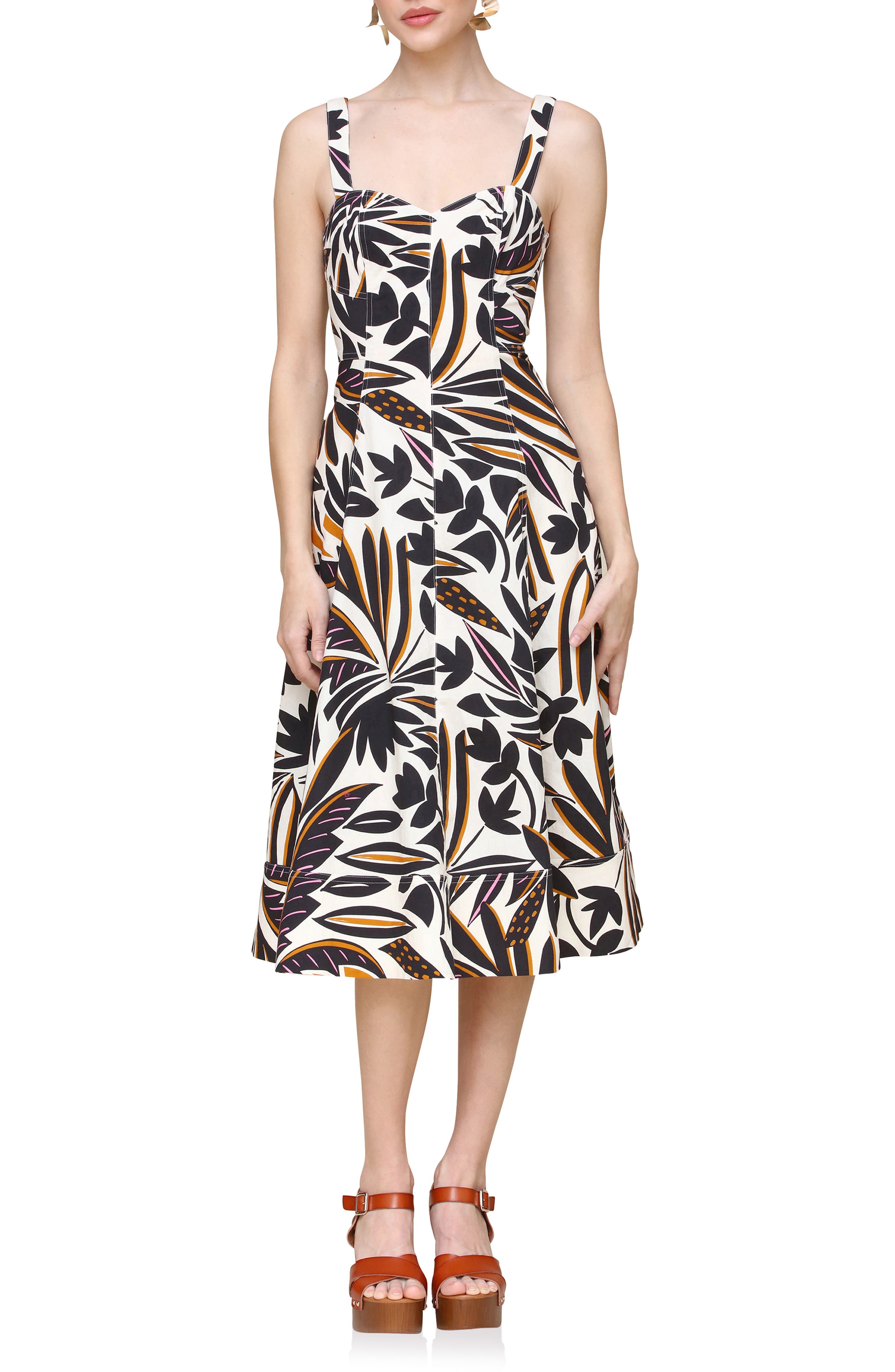 Avec Les Filles Floral Fit & Flare Dress