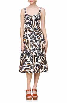 Avec Les Filles Floral Fit & Flare Dress