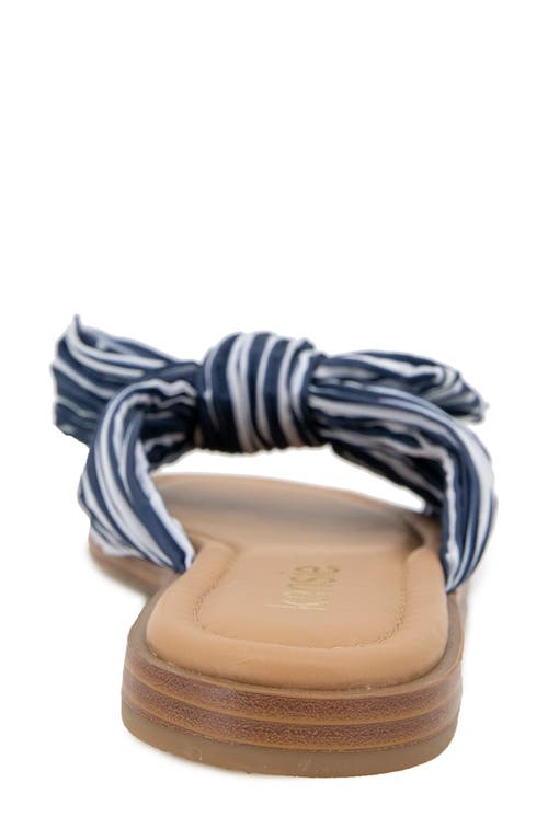 Kensie Renata Bow Slide Sandal In Navy Stripe