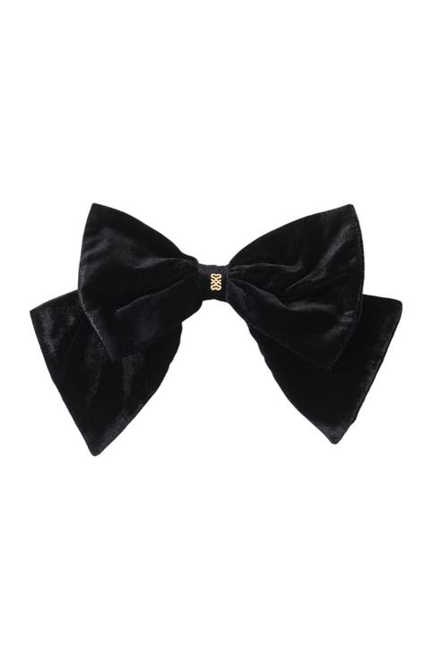 Velvet bow barrette
