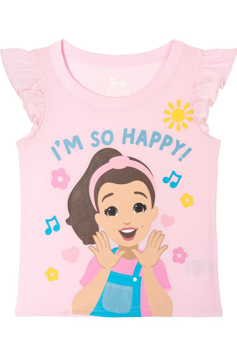 2-Piece T-Shirt and Shorts Set, Alternate, color, Pink Blue Crochet