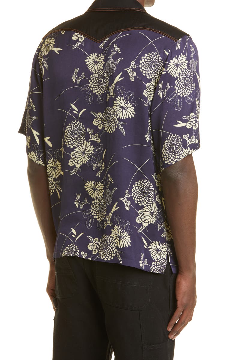 Wales Bonner Highlife Short Sleeve Button-Up Bowling Shirt, Alternate, color,