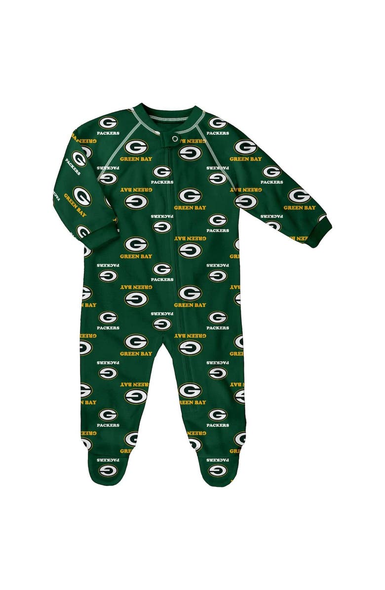 Outerstuff Newborn Green Green Bay Packers Allover Print Raglan Full-Zip Jumper, Alternate, color, Green