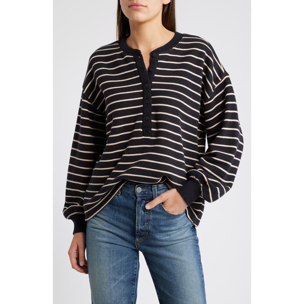 Rails Joan Stripe French Terry Top In Black Ivory Stripe