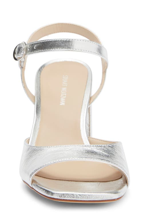 Stuart Weitzman Tia 75 Block Heel Sandal In Silver