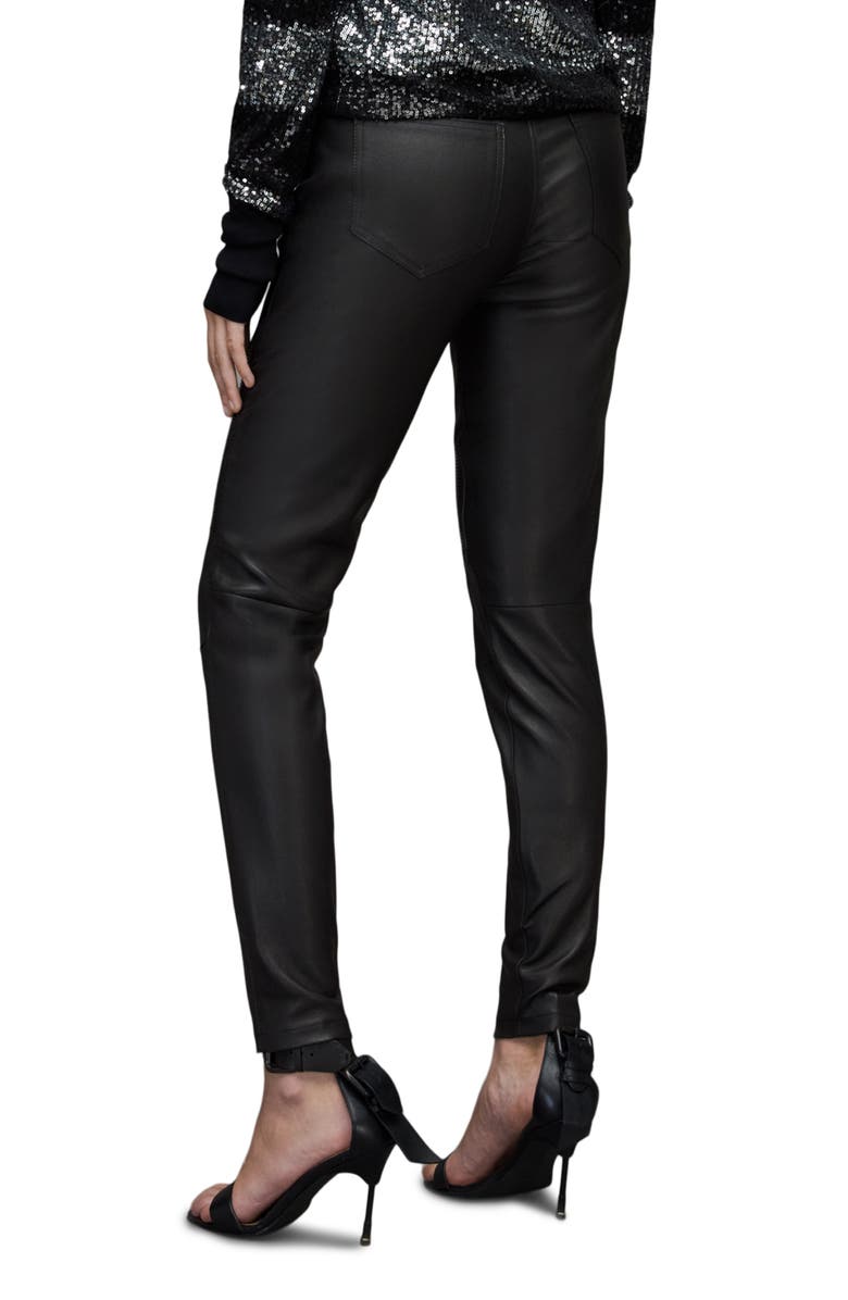 AllSaints Suri Leather Biker Jeans, Alternate, color, 