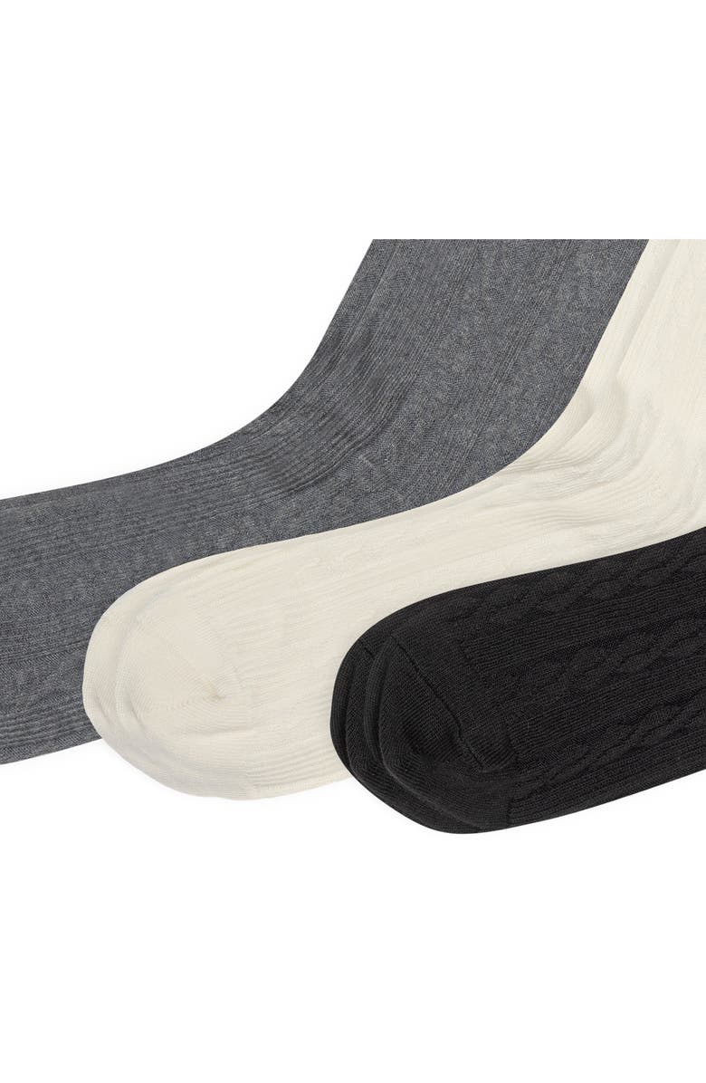 Polo Ralph Lauren Classic Assorted 3-Pack Cable Crew Socks, Alternate, color, Black/ Ivory/ Grey