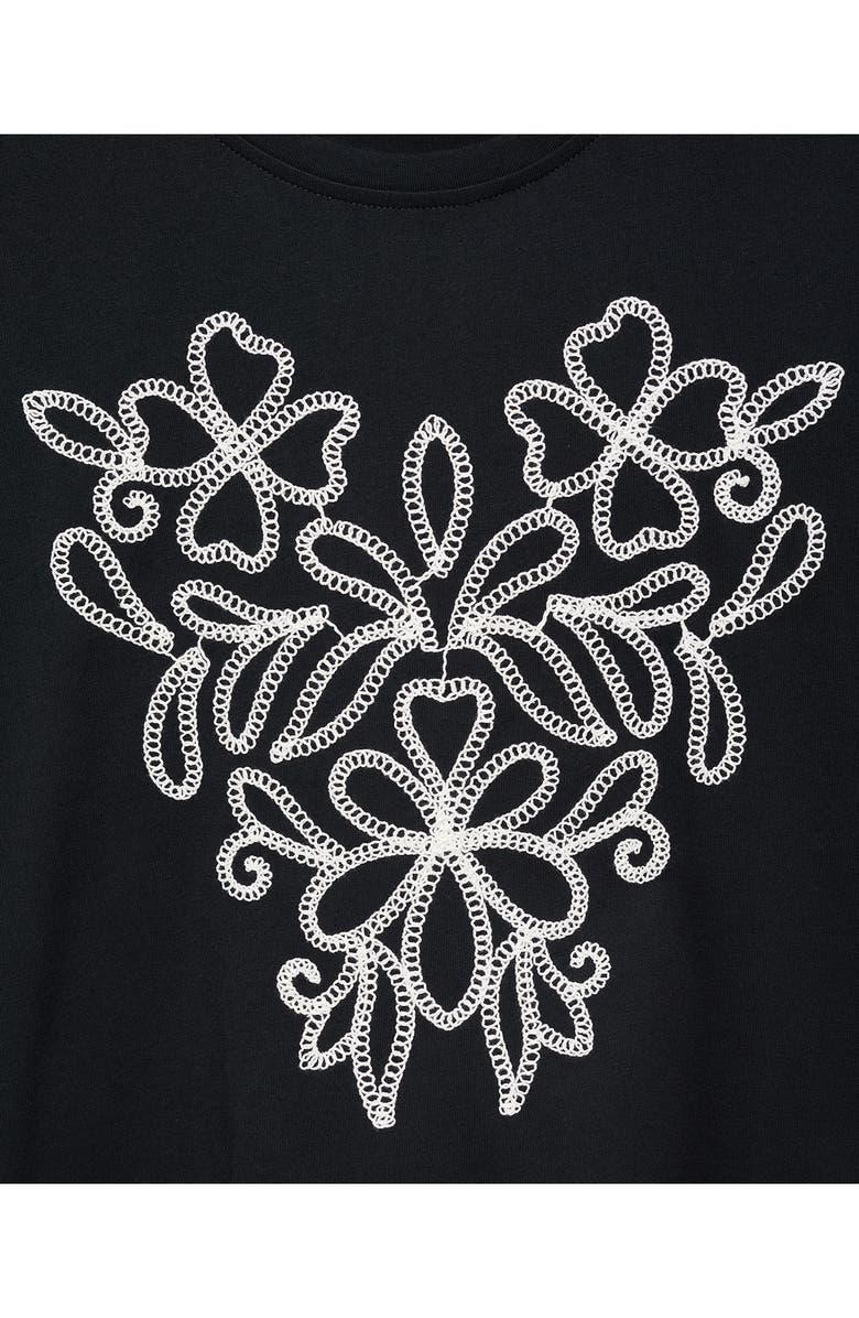 MANGO Floral Embroidered Cotton T-Shirt, Alternate, color, 