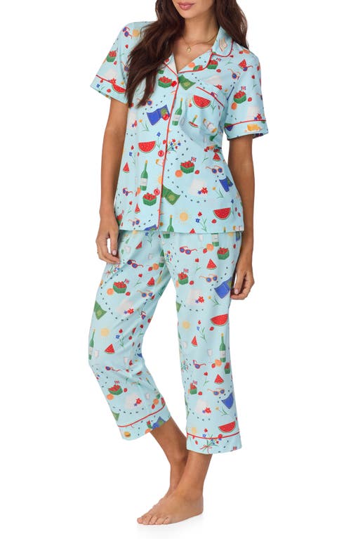 Shop Bedhead Pajamas Print Stretch Organic Cotton Jersey Crop Pajamas In Garden Grazing