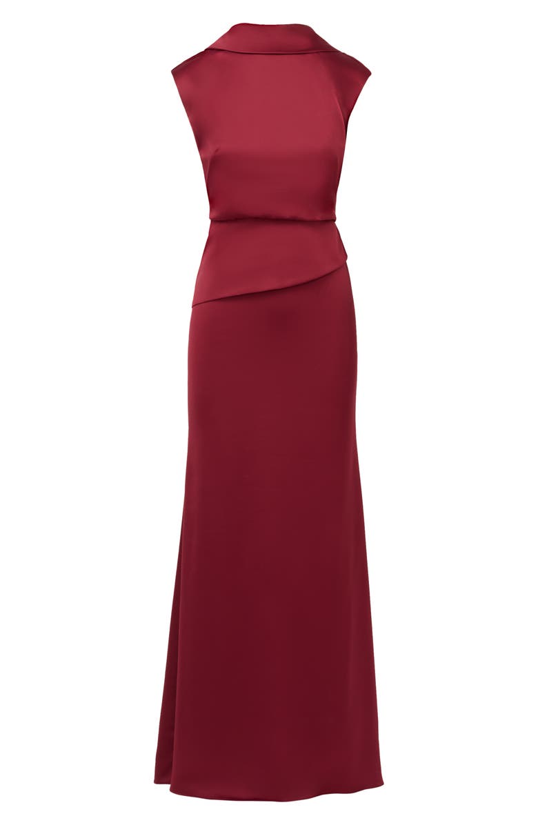 Adrianna Papell Popover Satin Crepe Gown, Alternate, color, Crimson Haze