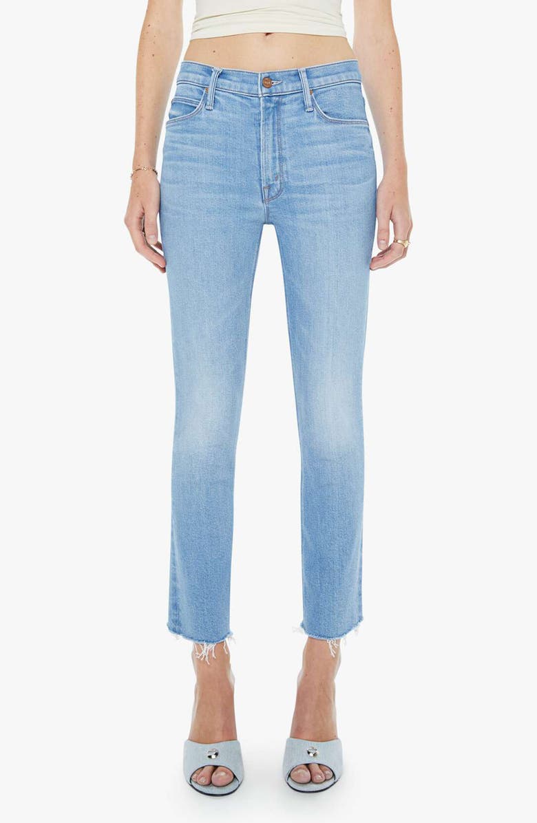 MOTHER The Dazzler Raw Hem Mid Rise Crop Slim Straight Leg Jeans, Main, color, Satisfy Your Cravings