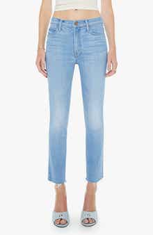 The Dazzler Raw Hem Mid Rise Crop Slim Straight Leg Jeans