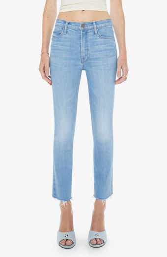 The Dazzler Raw Hem Mid Rise Crop Slim Straight Leg Jeans