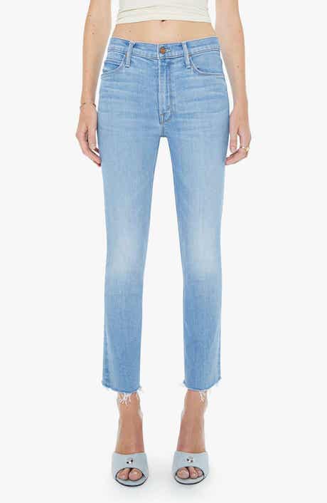 The Dazzler Raw Hem Mid Rise Crop Slim Straight Leg Jeans