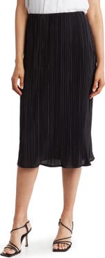 Renee C Solid Plissé Midi Skirt