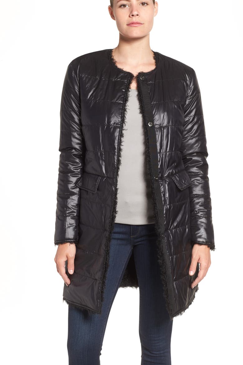 Reversible Faux Fur Coat, Alternate, color, BLACK