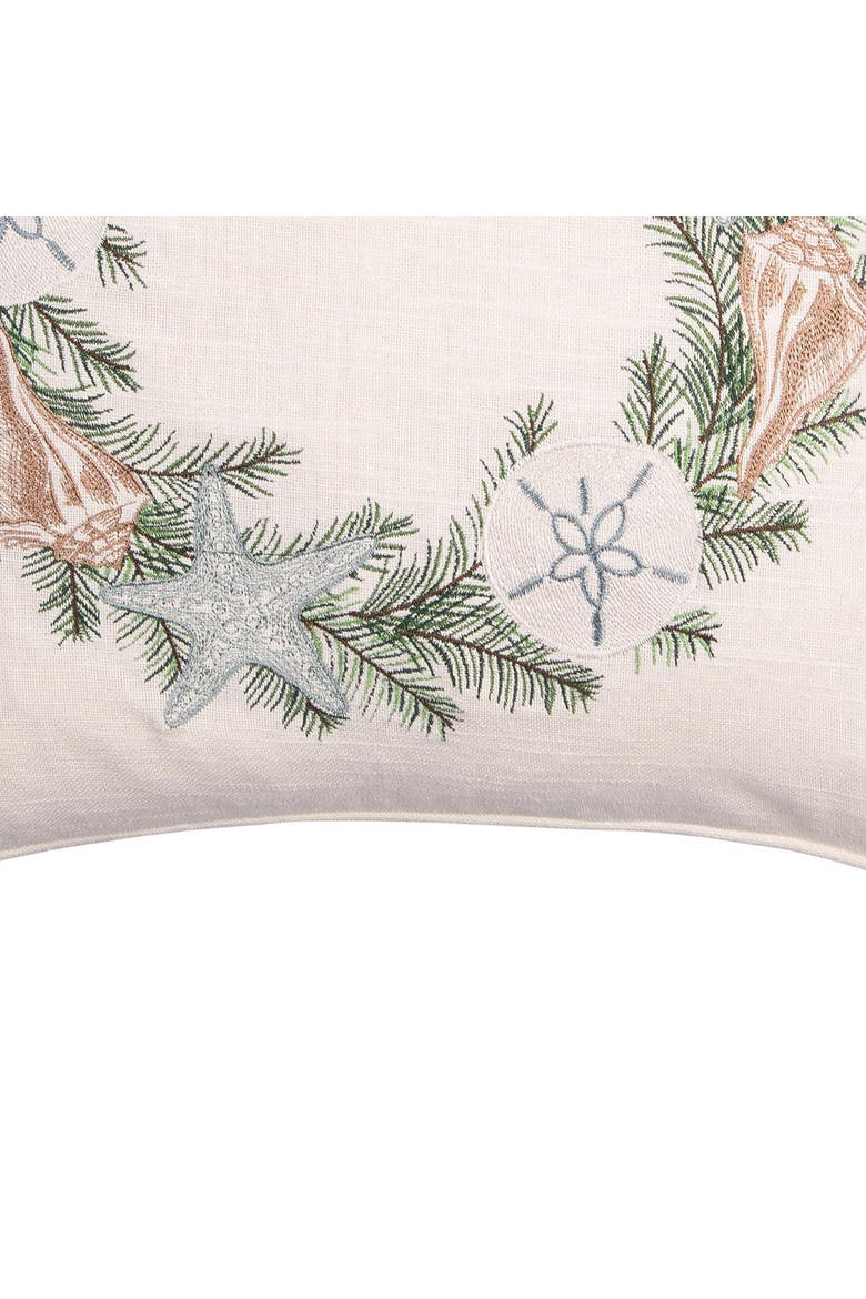 Shell Wreath Throw Pillow, 18" x 18", Alternate, color, Green
