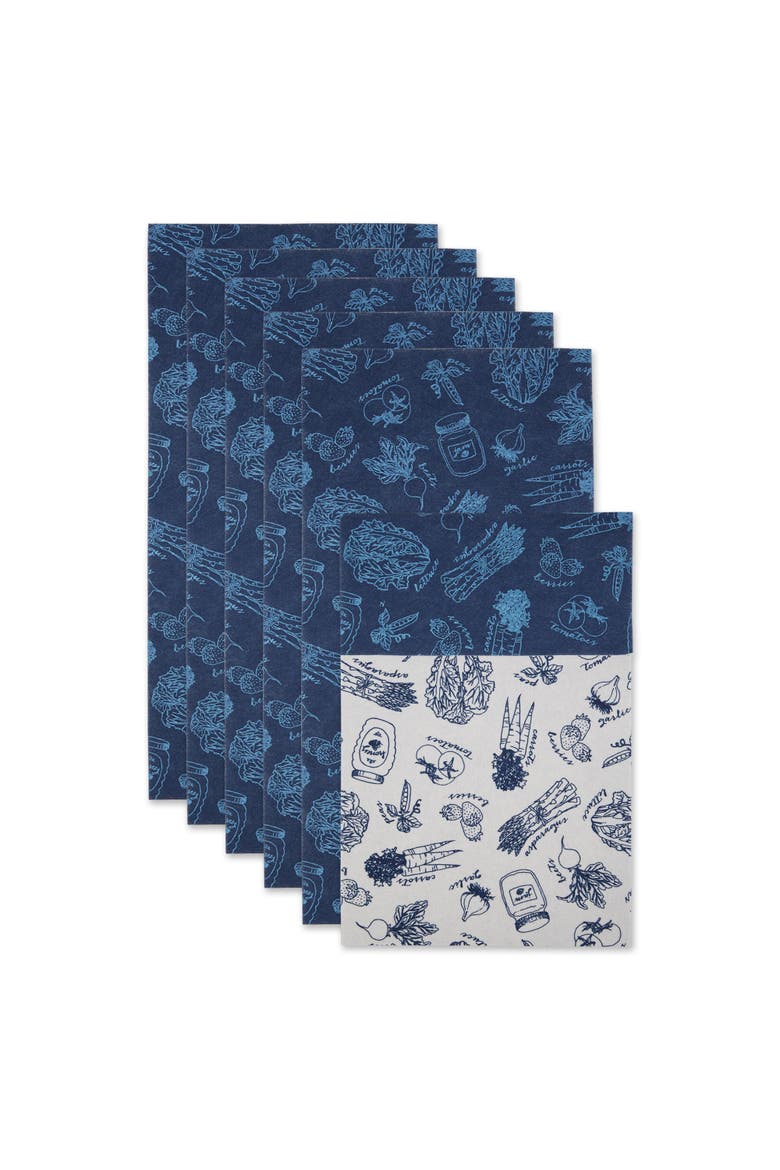 Reusable Market Print Fridge Liner Set/6, Main, color, Nautical Blue