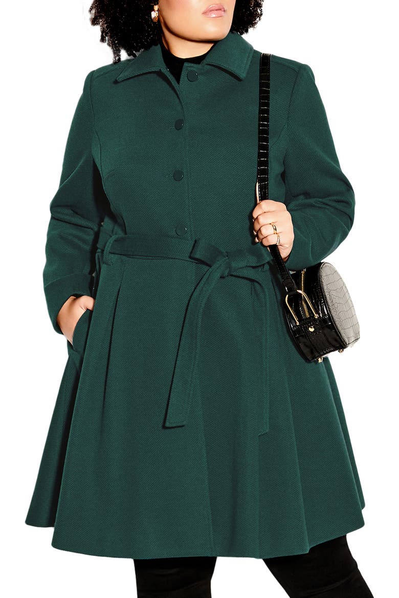 Rosemary Faux Fur Collar Coat, Main, color, JADE