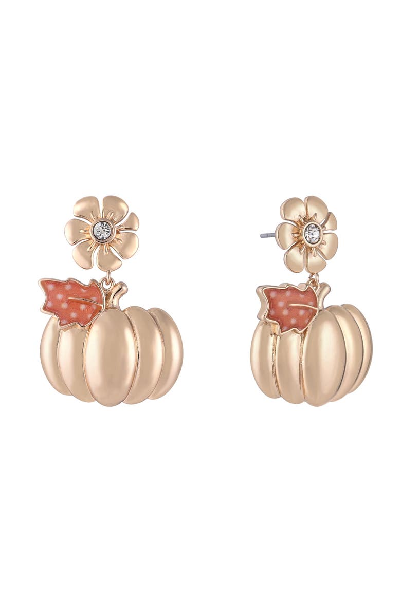 Gold Pumpkin Drop Earrings, Main, color, Gold