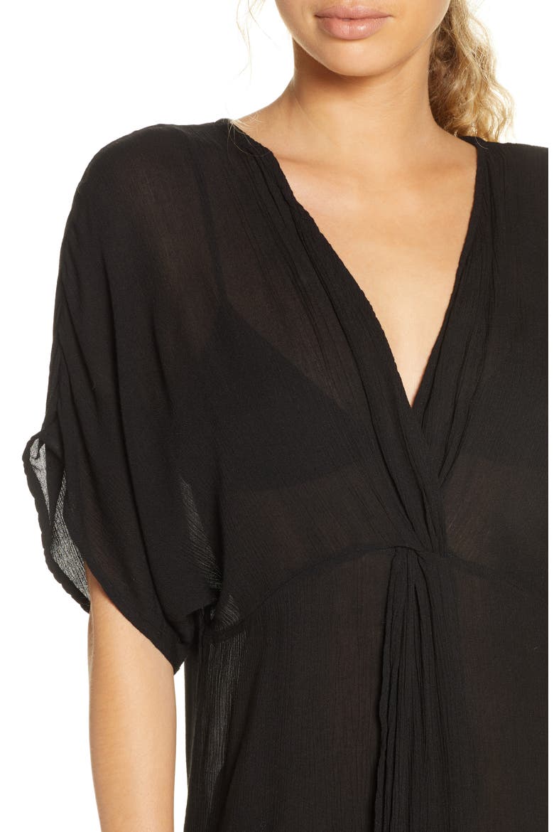 Saltwater Twist Cover-Up Tunic Dress, Alternate, color, BLACK