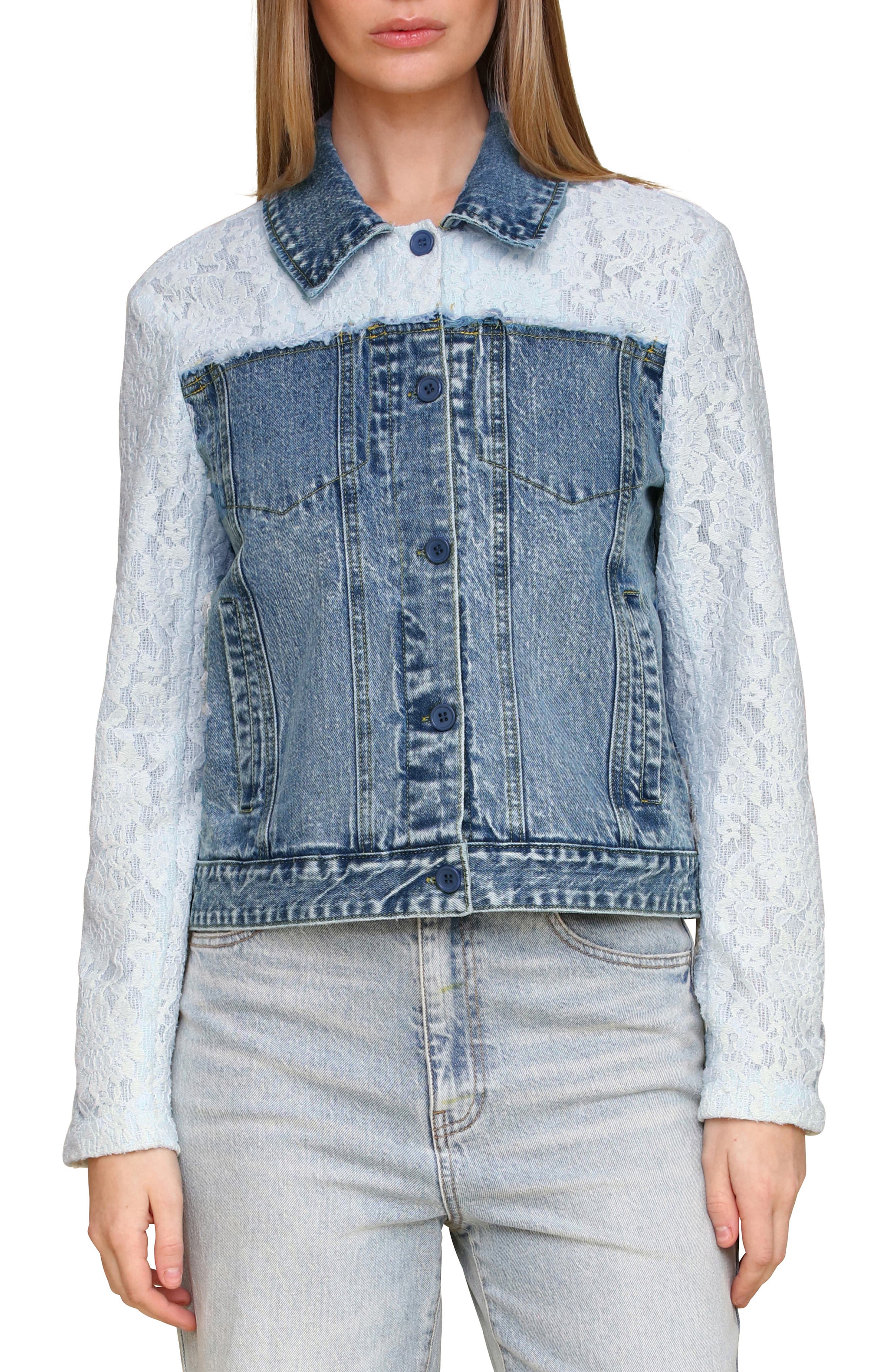 Bagatelle Mixed Media Denim Trucker Jacket