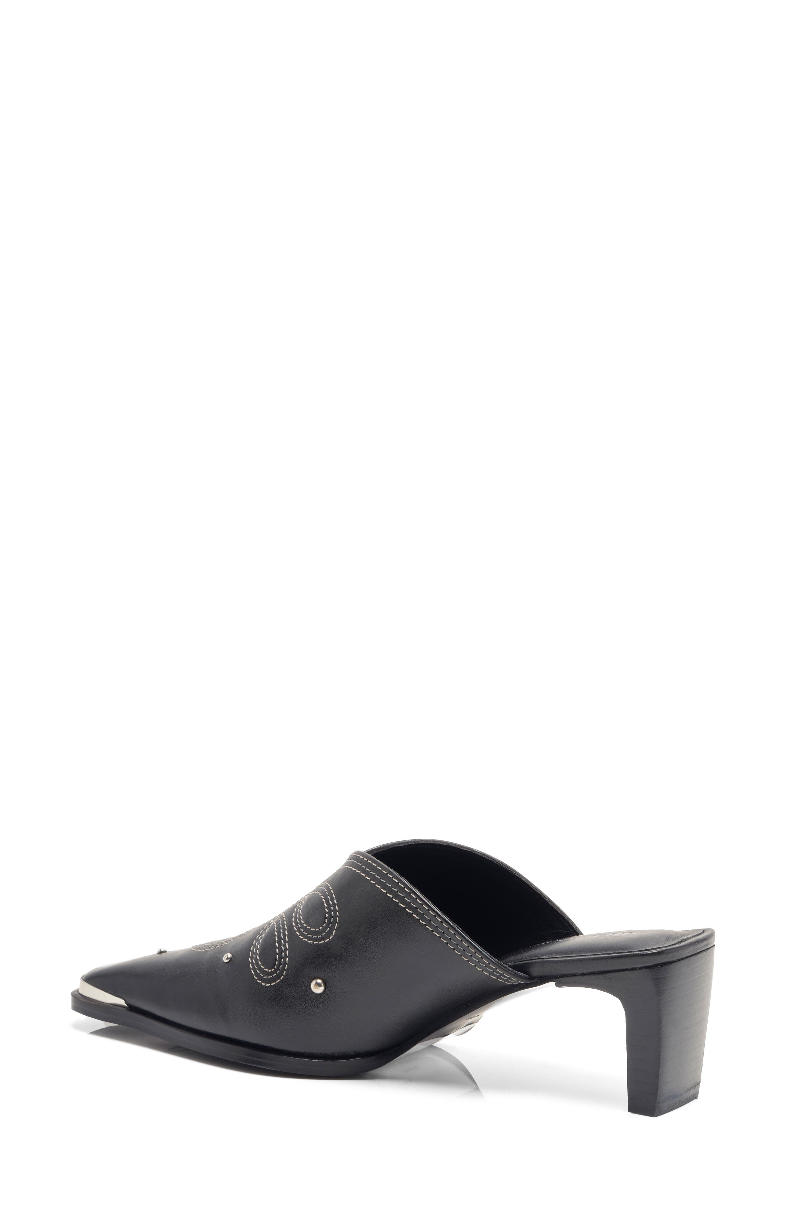 Free People Roxi Western Mule, Alternate, color, Black Leather