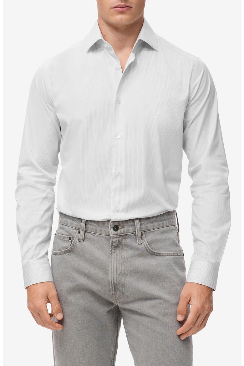 Slim Fit Pinstripe Cotton Button-Up Shirt, Main, color, WHITE GREY