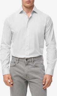 MANGO Slim Fit Pinstripe Cotton Button-Up Shirt