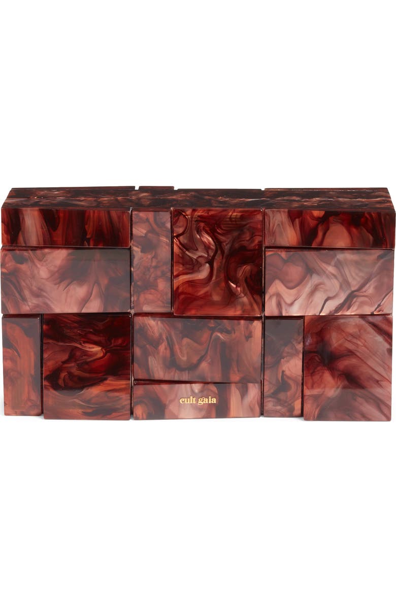 Cult Gaia Galleria Acrylic Frame Clutch, Main, color, Bronze