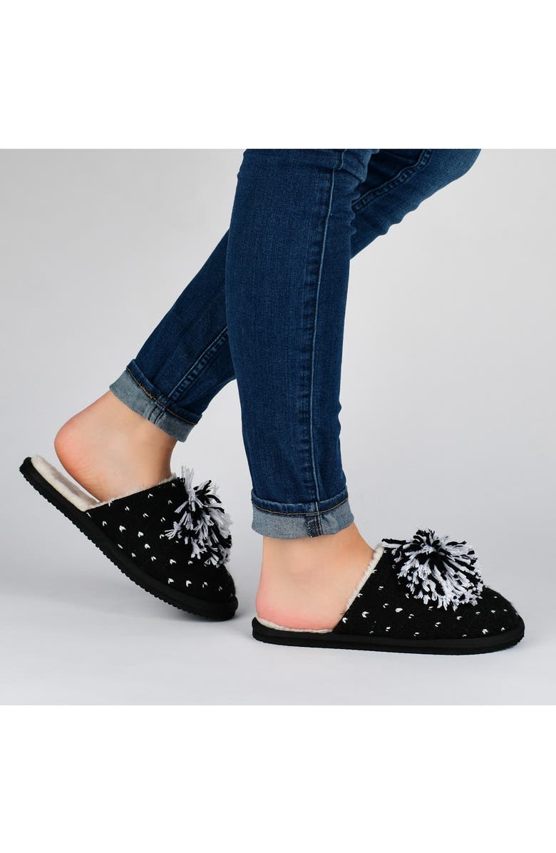 Journee Collection JOURNEE Stardust Pompom Slipper, Alternate, color, Black